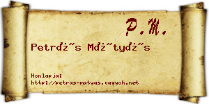 Petrás Mátyás névjegykártya