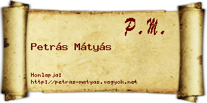 Petrás Mátyás névjegykártya